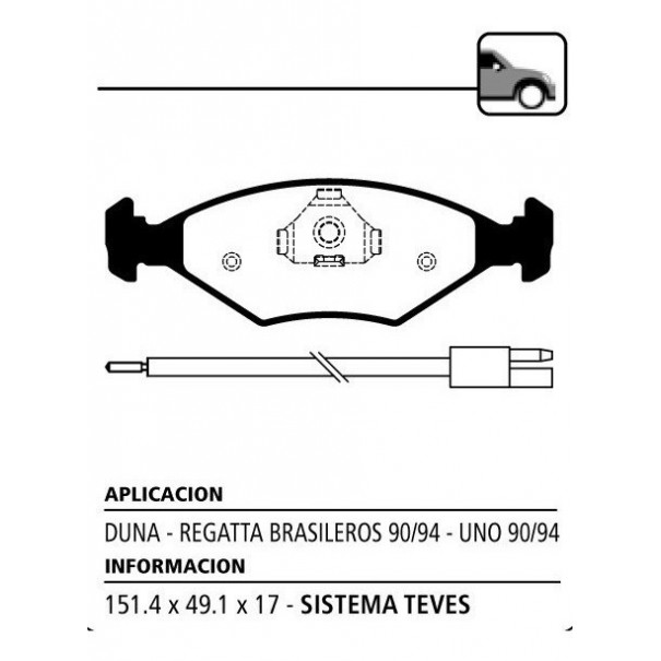 PASTILLA DE FRENO DELANTERO FIAT UNO...
