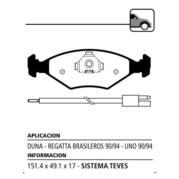 PASTILLA DE FRENO DELANTERO FIAT UNO...