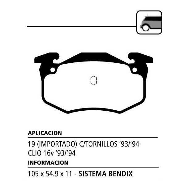 PASTILLA DE FRENO DELANTERO RENAULT 19